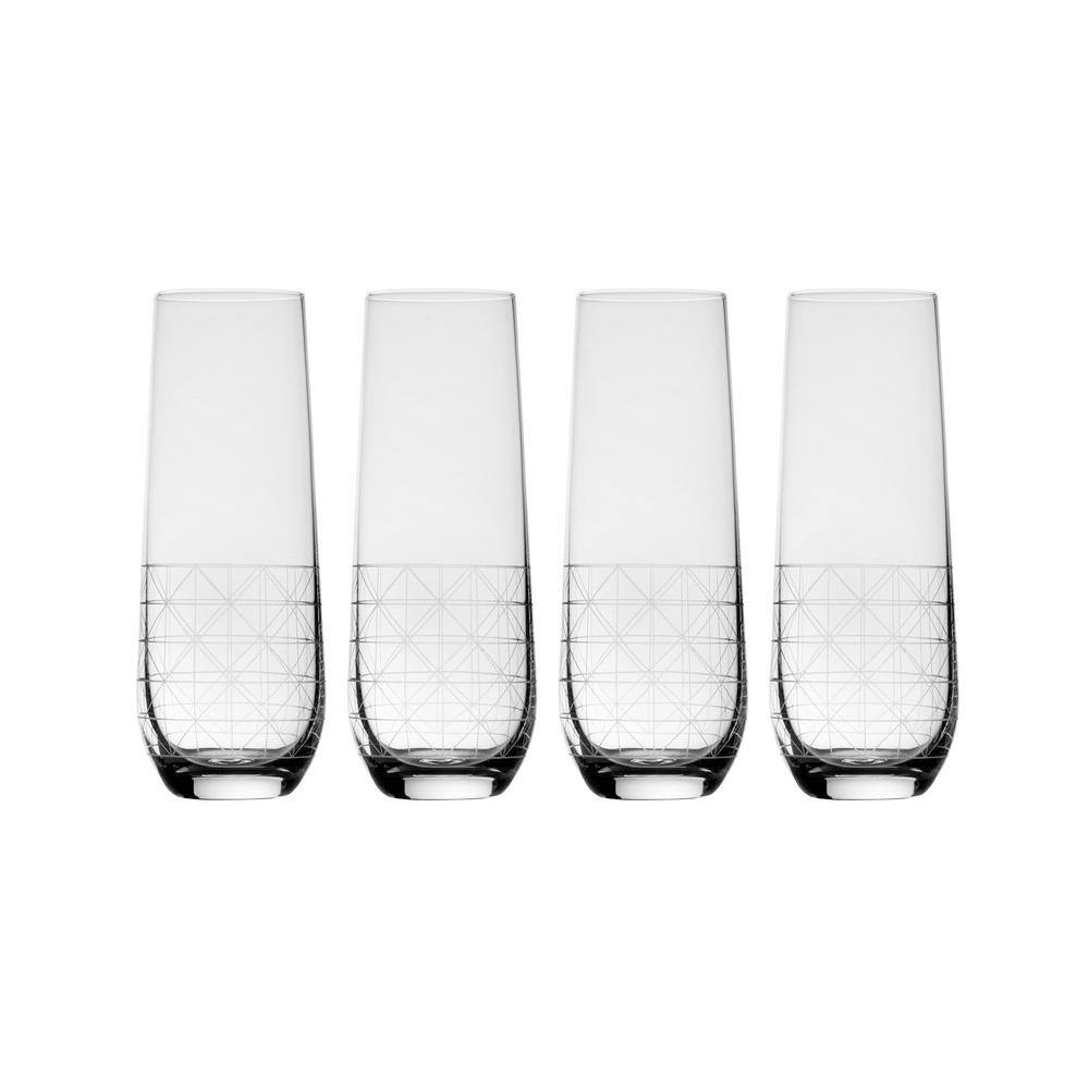 Hue Colored Stemless Champagne Flute Glass - 9.4 oz - Set of 6