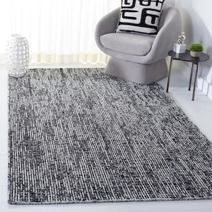 Abstract Black/Gray 9 ft. x 12 ft. Speckled Area Rug