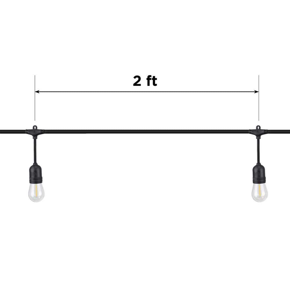 Hampton Bay 24-Light 48 ft. Indoor/Outdoor Plug-In Filament LED S14 Edison Bulb String-Light SL48/182/FILG2/HD/24