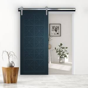 36 in. x 84 in. Lucy in the Sky Admiral Wood Sliding Barn Door with Hardware Kit in Black