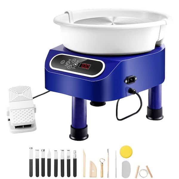Pottery Wheel, 10 in. Pottery Forming Machine, 350W Electric Wheel, Wheel with 3 Support Legs for DIY Art Craft, Blue
