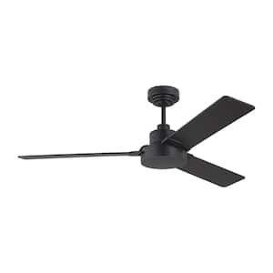 Jovie 52 in. Modern Indoor/Outdoor Midnight Black Ceiling Fan with Black/American Walnut Reversible Blades, Wall Control