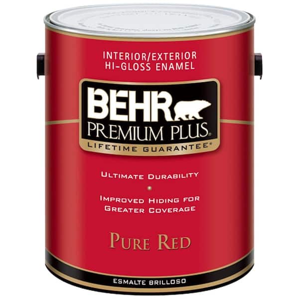 BEHR Premium Plus 1-gal. Pure Red Hi-Gloss Enamel Interior/Exterior Paint