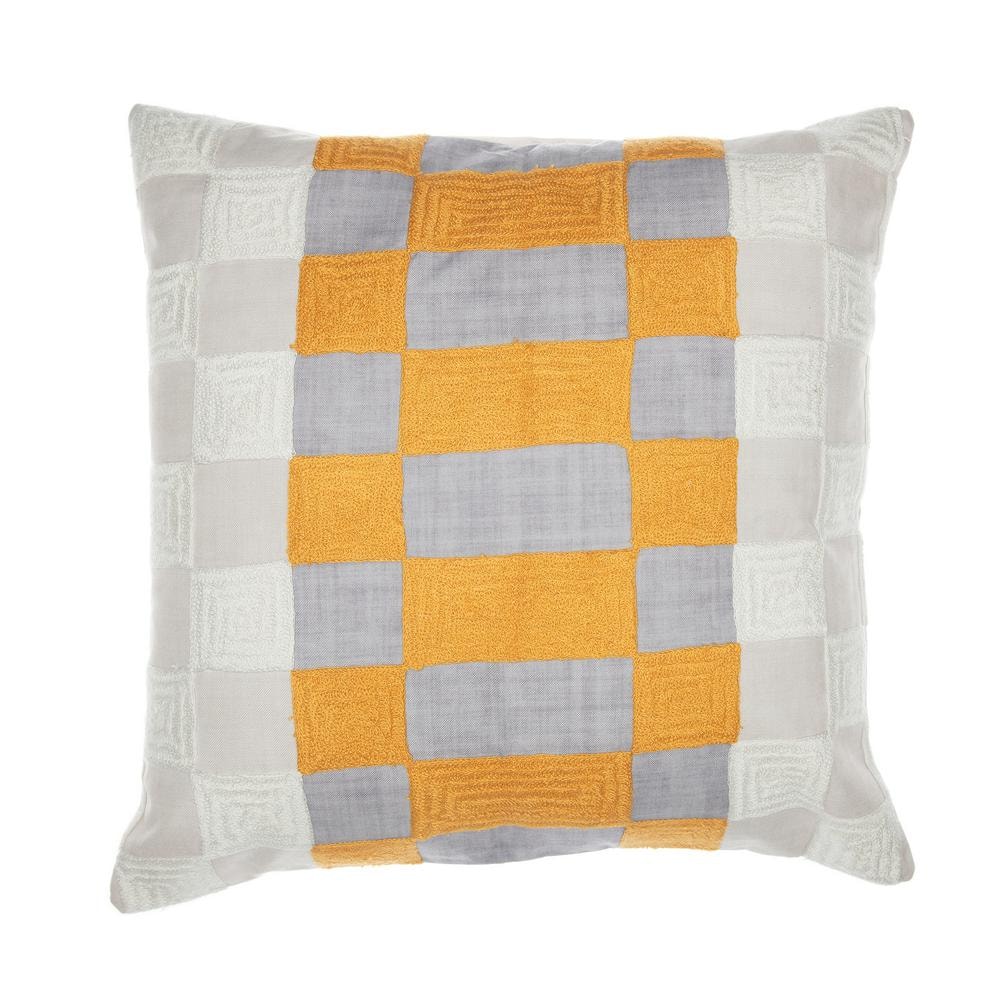 Stacy Garcia Yellow/Gray Checkered Hand-Woven 20 in. x 20 in. Indoor Throw 