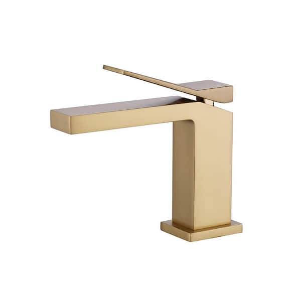 Single Handle Single Hole Bathroom Faucet Modern Brass Basin Taps in Brushed Gold