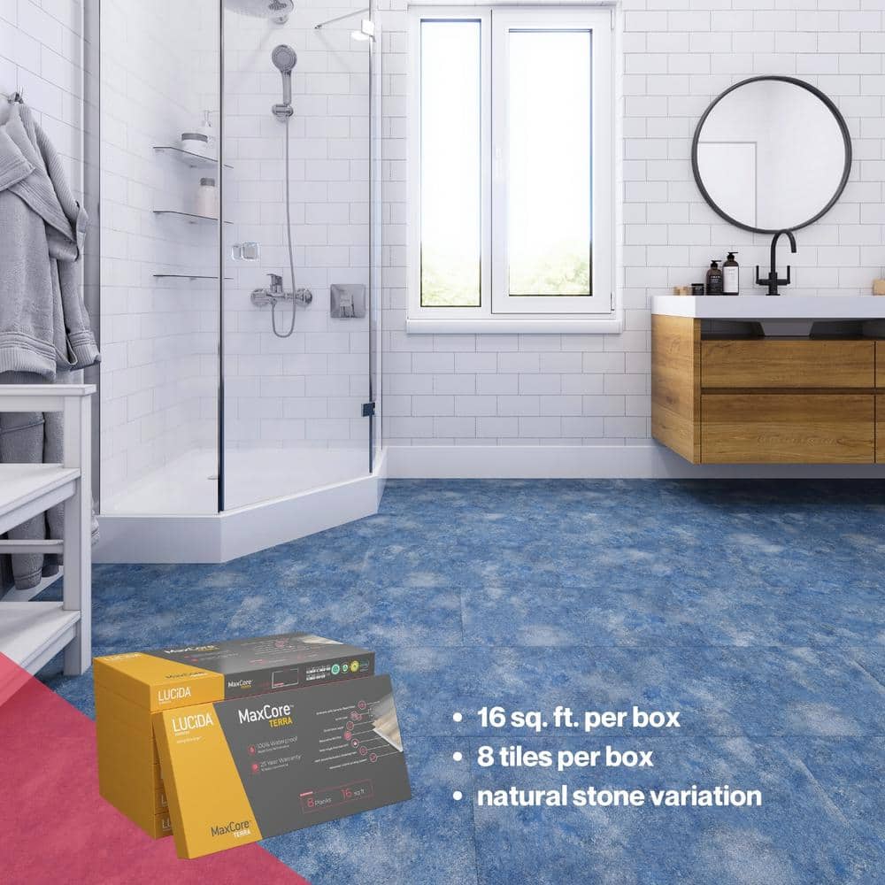 Topaz Blue Stone Look 12" x 24" Waterproof Vinyl Tile