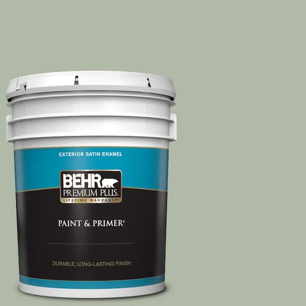 BEHR PREMIUM PLUS 5 gal. #N390-3 Jojoba Satin Enamel Exterior Paint & Primer