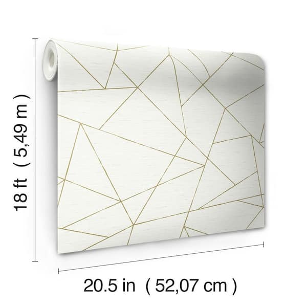 GlucksteinElements Facet Geometric White Gold Non-woven Paper Peel and Stick Matte Wallpaper 30.75 Sq. ft. - The Home Depot