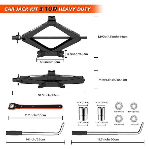 Scissor Jacks Set,2 Ton Portable Car Jack Kit With Lug Wrench Scissor Jack Handle Lug Nut Socket Professional Tire Changing Kit Auto Emergency Kits Auto S - View #5