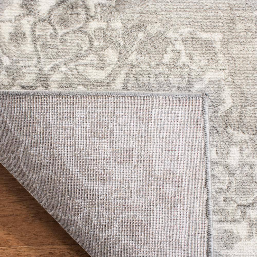 Grey and Ivory Synthetic Stain-Resistant Runner Rug, 2' x 6'