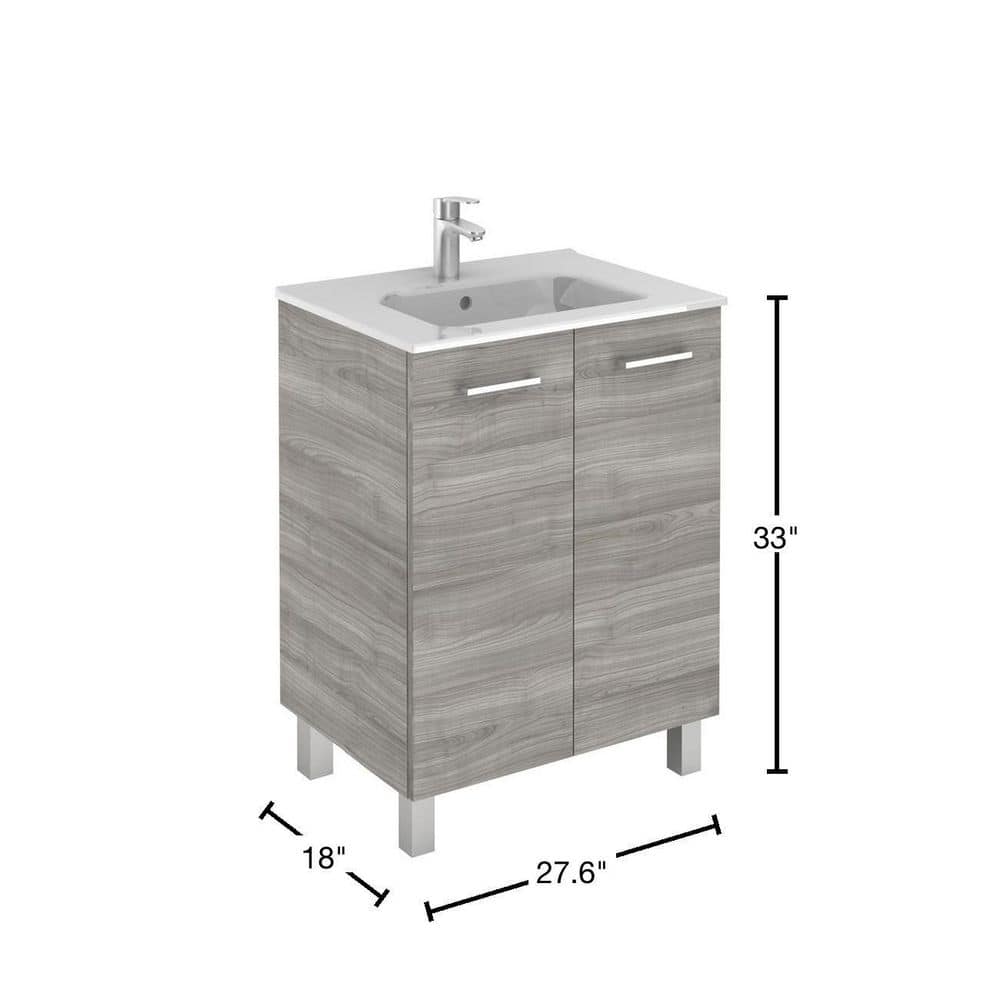Sandy Grey 28" Freestanding Single Basin Vanity with Ceramic Top
