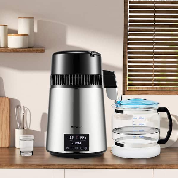 4L Water Distiller 1.5L/H Distilled Water Maker Timing Dual-Temp Silver
