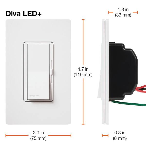 DVSCCL-153P-PD Lutron Diva C.L Dimmer for dimmable LED Halogen and Incandescent Bulbs Single-Pole or 3-Way Palladium 