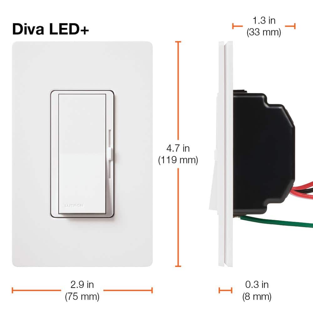 White LED+ Dimmer Switch with Paddle and Slide Control
