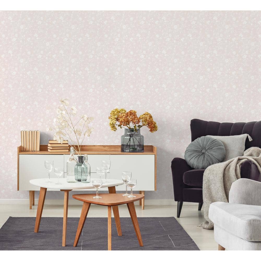 Blue Magnolia Floral Vine Non-Pasted Wallpaper Roll