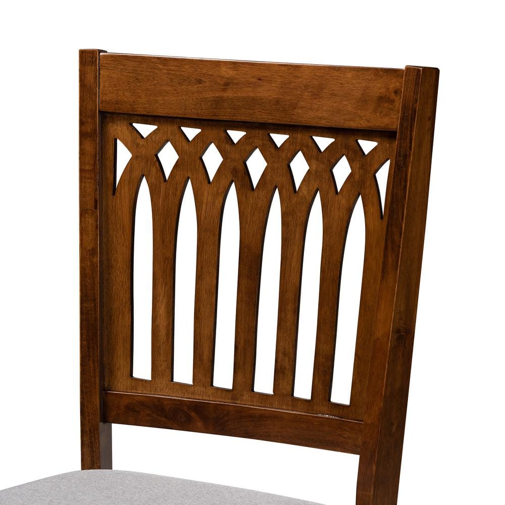 Walnut Brown Leather Upholstered Low Slat Side Chair