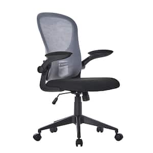 Mesh Seat Reclining Ergonomic Office Task Drafting Chair in Blue with Flip-Up Arms-Lumbar Support-360°Rollers