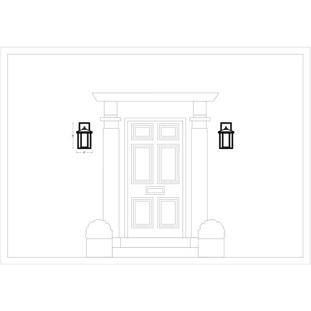 Black 14" Energy Star Outdoor Wall Lantern with Seeded Glass