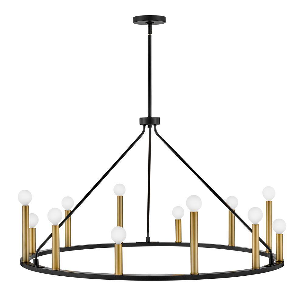 Lazlo Black and Brass 12-Light Candle Chandelier