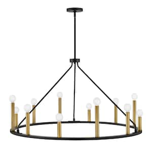 Lazlo 12-Light Black Wagon Wheel Chandelier