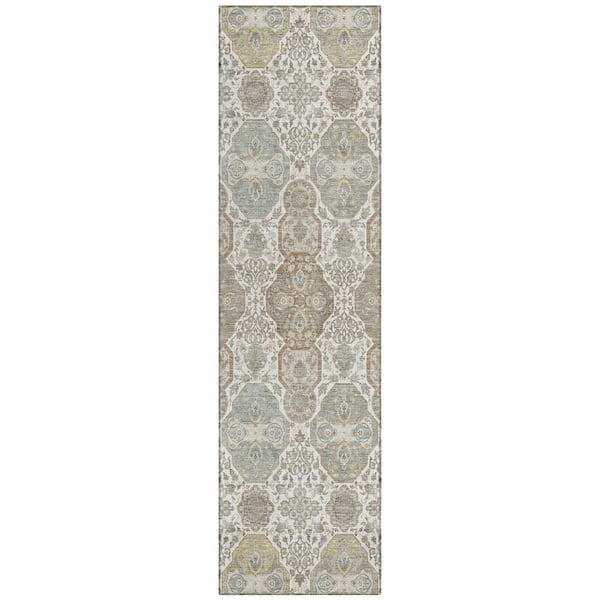 Chantille Machine Washable Indoor/Outdoor Abstract ACN2484 Ivory 2 ft. x 7 ft. Runner Rug