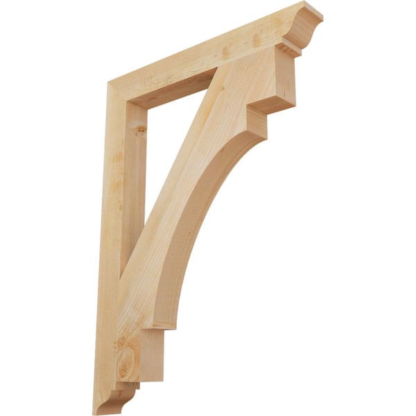 Ekena Millwork 4 in. x 44 in. x 32 in. Douglas Fir Merced Traditional Rough Sawn Bracket