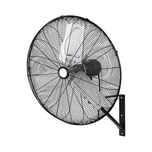 Adrinfly 24 in. 3-Speed Oscillating High Velocity Black Indoor Wall Mount Fan 6500 CFM Heavy Duty Air Circulator