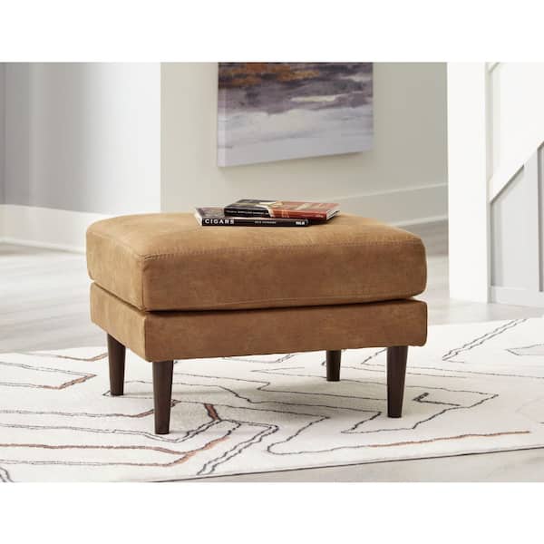 Signature DESIGN BY ASHLEY Telora Brown Faux Leather Rectangle Accent Ottoman
