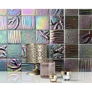 Marina Iridescent Midnight Squares 12 in. x 12 in. 8 mm Polished Glass Wall Tile (1 sq. ft.)