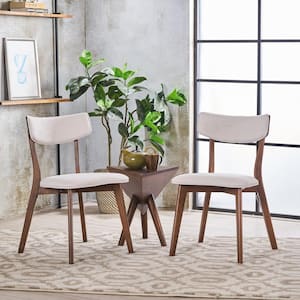 Abrielle Light Beige with Natural Walnut Fabric Dining Chairs (Set of 2)