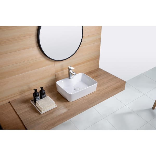 Satico Amuering 19 in. Topmount Bathroom Sink Basin in White