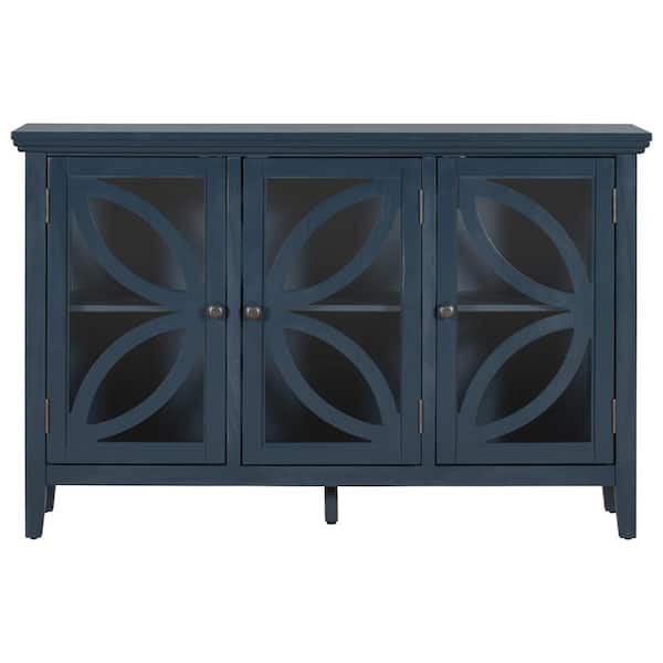 Tileon 47.2 in. W x 11.8 in. D x 30.7 in. H in Blue MDF Ready to Assemble Kitchen Cabinet with Solid Wood Frame & Legs