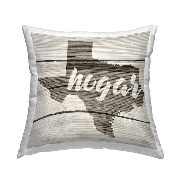 Stupell Industries Texas State Home Tan Print Polyester 18 in. x 18 in. Indoor Throw Pillow