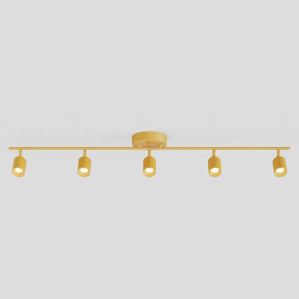 Shura Mustard Yellow Integrated LED Fixed Track Light Rotatable Cylinder Heads 4 ft. Track Lighting Kit 3000K 2450 Lumen
