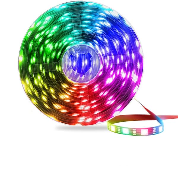 25 ft. Integrated LED White Strip Light Fixture w/ Remote and App Control in Multi-Color for Party Plastic Material, RGB