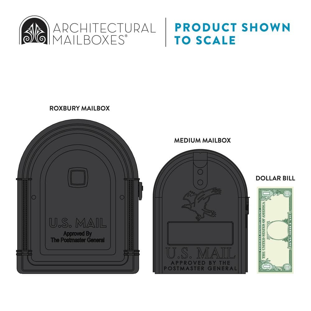 Large Black Aluminum Post Mount Mailbox with Steel Post