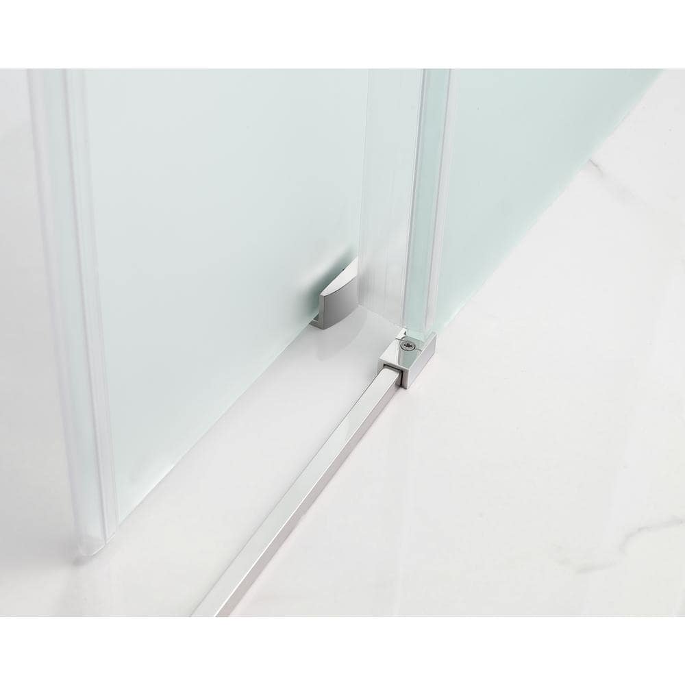 Coraline XL Polished Chrome Frameless Sliding Shower Enclosure with Frosted Glass