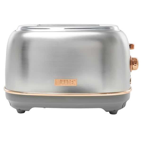 Haden Heritage 4 Slice Wide Slot Stainless/copper Retro Toaster and 1.7 Liter Stainless Steel Retro Electric Kettle, Stainless Steel / Copper