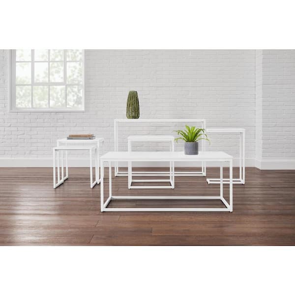 StyleWell Donnelly White Square End Table with White Wood StyleWell Donnelly White Square End Table with White Wood