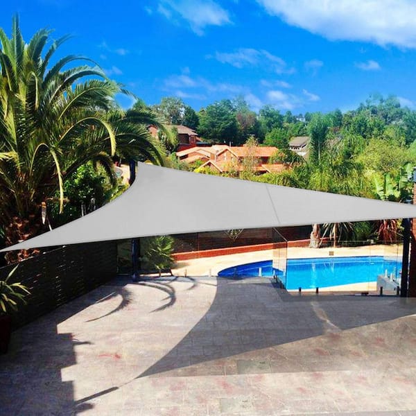 20 ft. x 20 ft. x 20 ft. 185 GSM Light Gray Equilteral Triangle Sun Shade Sail, for Patio Garden and Swimming Pool