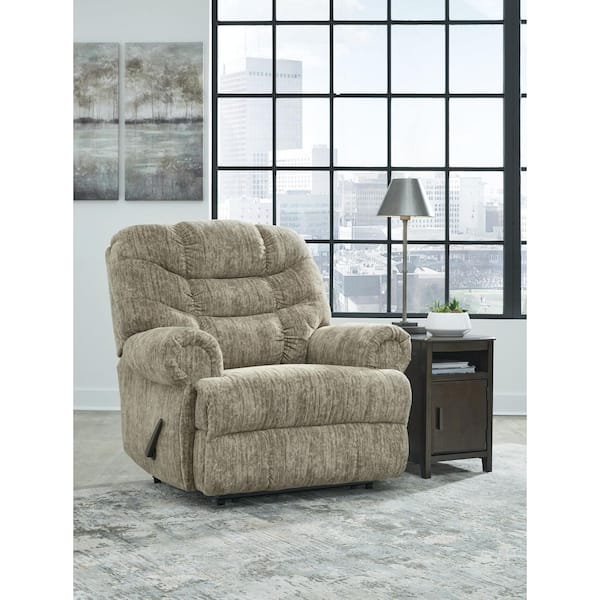 Movie Man Beige Velvet Standard Recliner with Highbacked