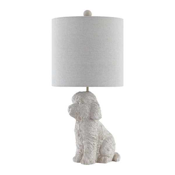 23.5 in. White Washed Novelty Table Lamp with White Linen