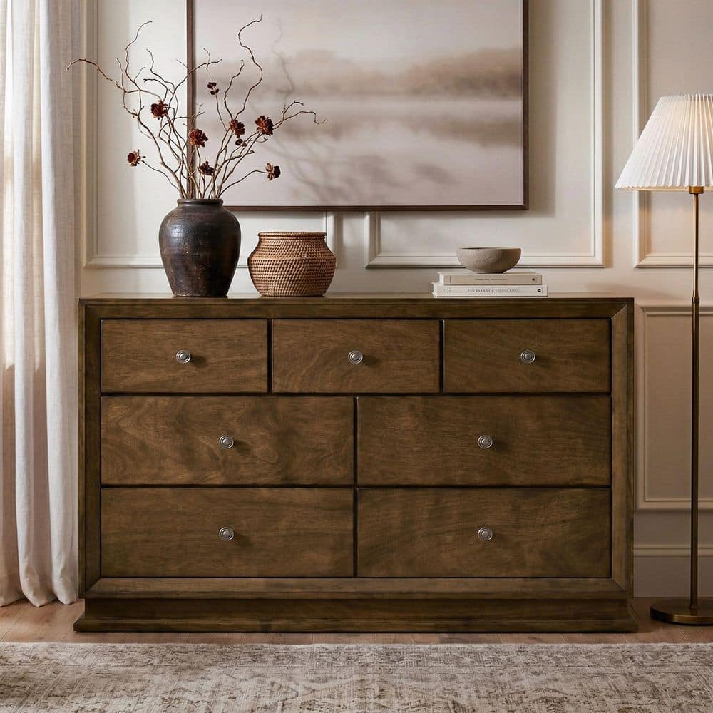 Furniture of America Joune Walnut 7-Drawer 59 in. Dresser with