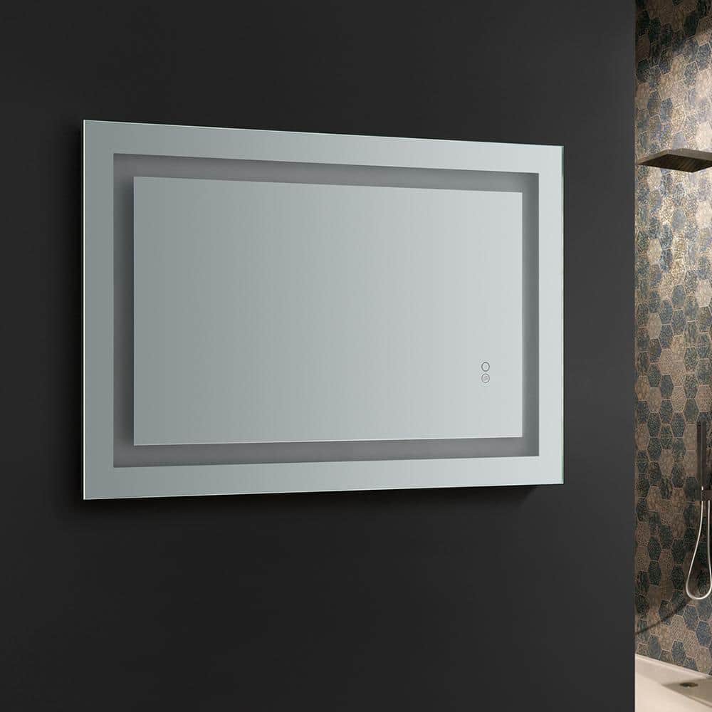 Frameless Rectangular LED Lighted Bathroom Vanity Mirror