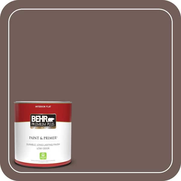 BEHR PREMIUM PLUS 1 qt. #750B-6 Tree Bark Flat Low Odor Interior Paint & Primer
