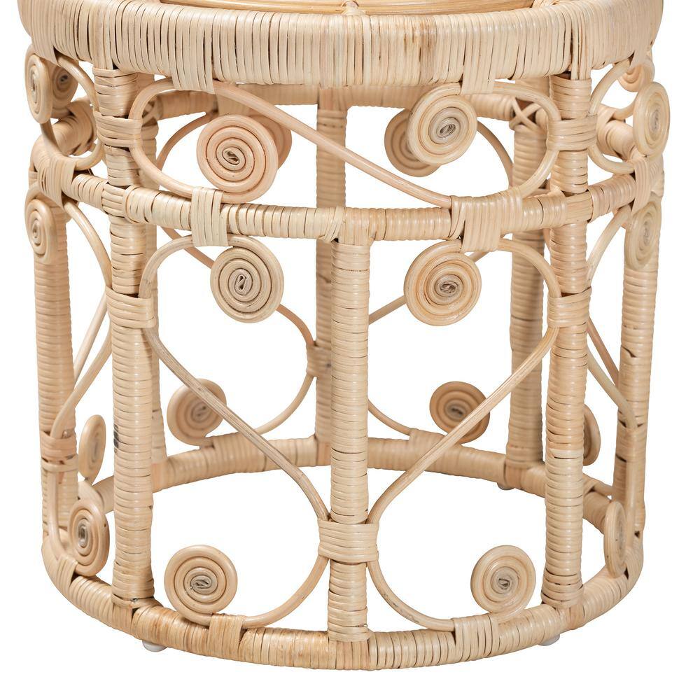 Natural Brown Rattan Round Bohemian 2-Piece Nesting Tables