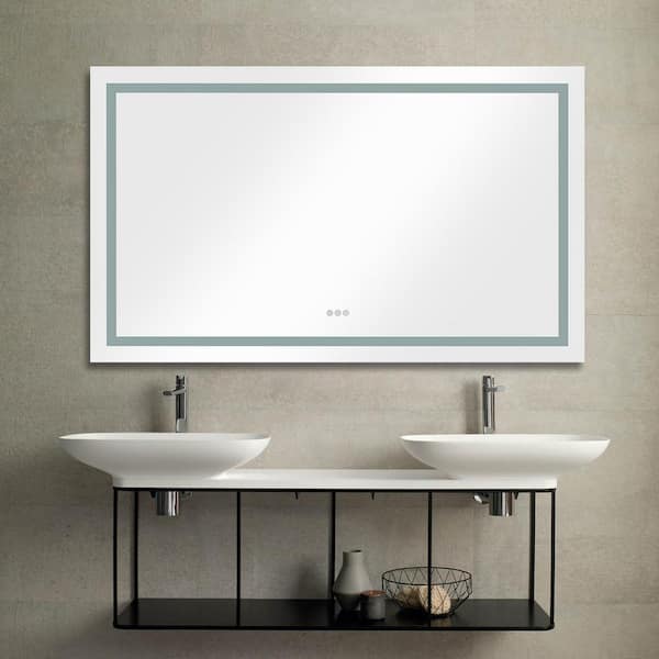 Maincraft 84 in. W x 32 in. H Rectangular Frameless Anti-Fog Wall Mounted LED Light Bathroom Vanity Mirror in Silver