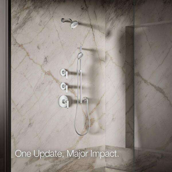 KOHLER Awaken G110 3-Spray Patterns 2.5 GPM 4. 3125 in. Wall Mount Fixed Shower Head in Polished Chrome