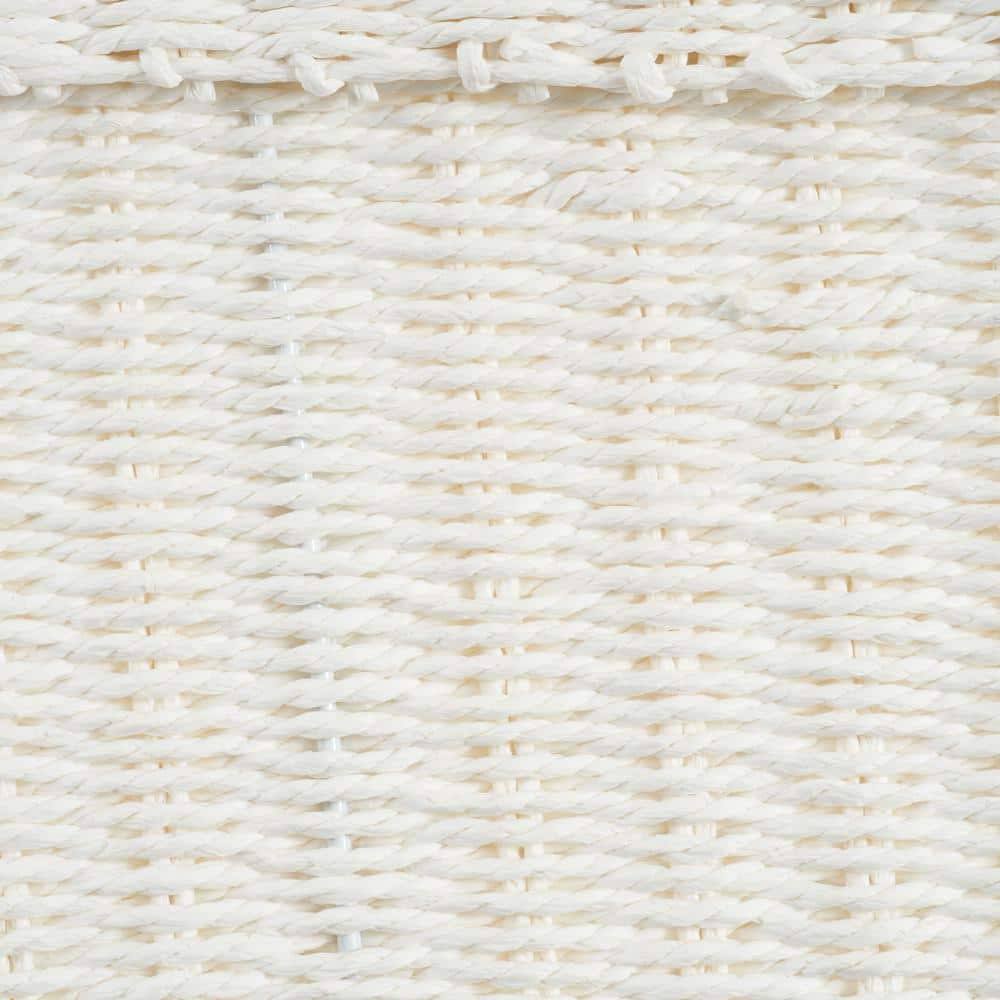 White Oval Seagrass and Paper Rope Storage Baskets, Set of 2