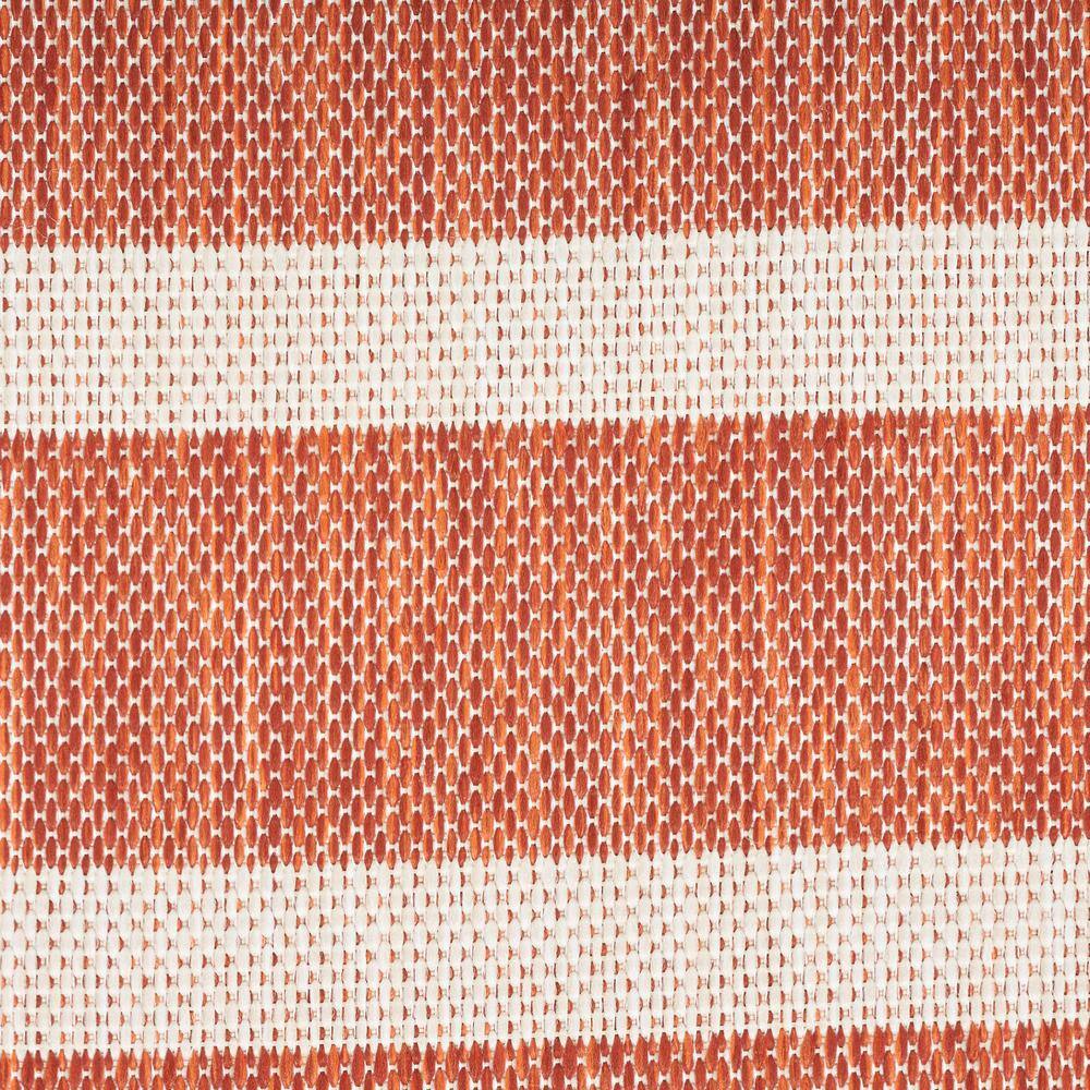 Terracotta Ivory Striped Flat Woven Outdoor Rug 6' x 9'